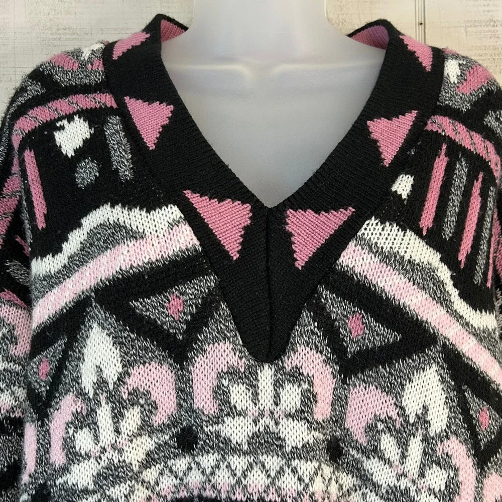 Vintage Cut 4 U Womens Oversized Sweater One Size Retro 80s Eclectic Funky Pink - Picture 3 of 9